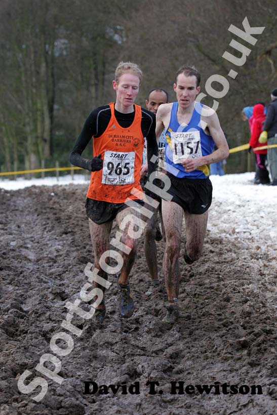 Dan Garbutt (Durham City) and David Webb (Leeds City) during the Northern Cross Country Championships.